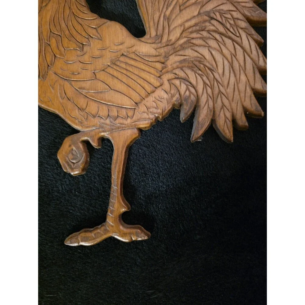 Vintage Wood  Hand Carved Rooster 8.5” Tall